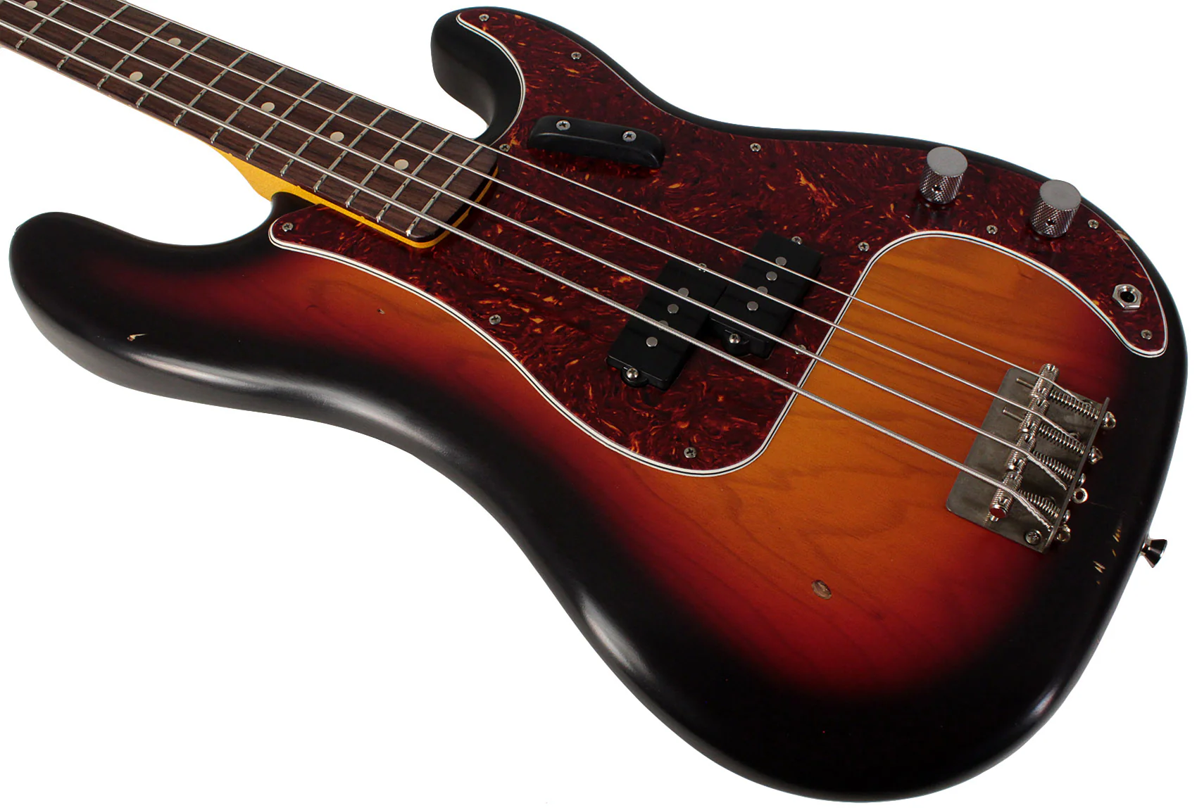Nash PB63 Bass Guitar, 3-Tone Sunburst, Tortoise Shell, Light Aging - Image 4