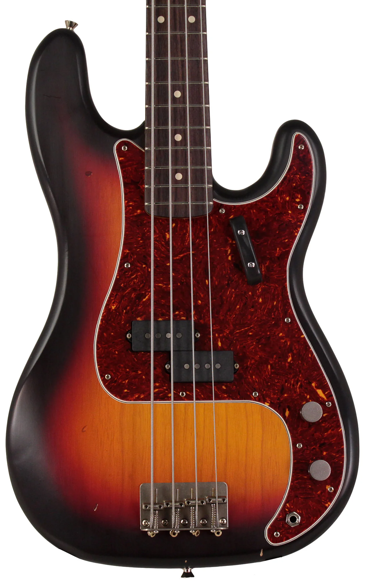 Nash PB63 Bass Guitar, 3-Tone Sunburst, Tortoise Shell, Light Aging - Image 5