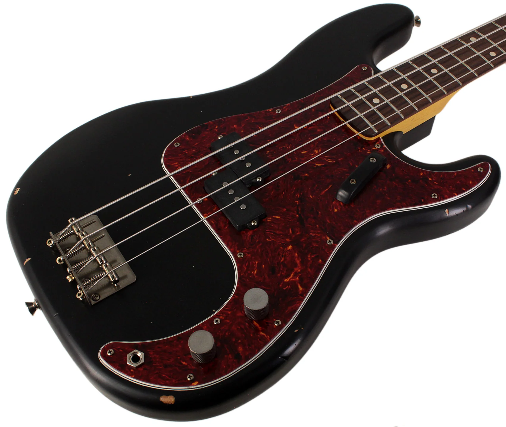 Nash PB63 Bass Guitar, Black, Tortoise Shell, Light Aging - Image 2