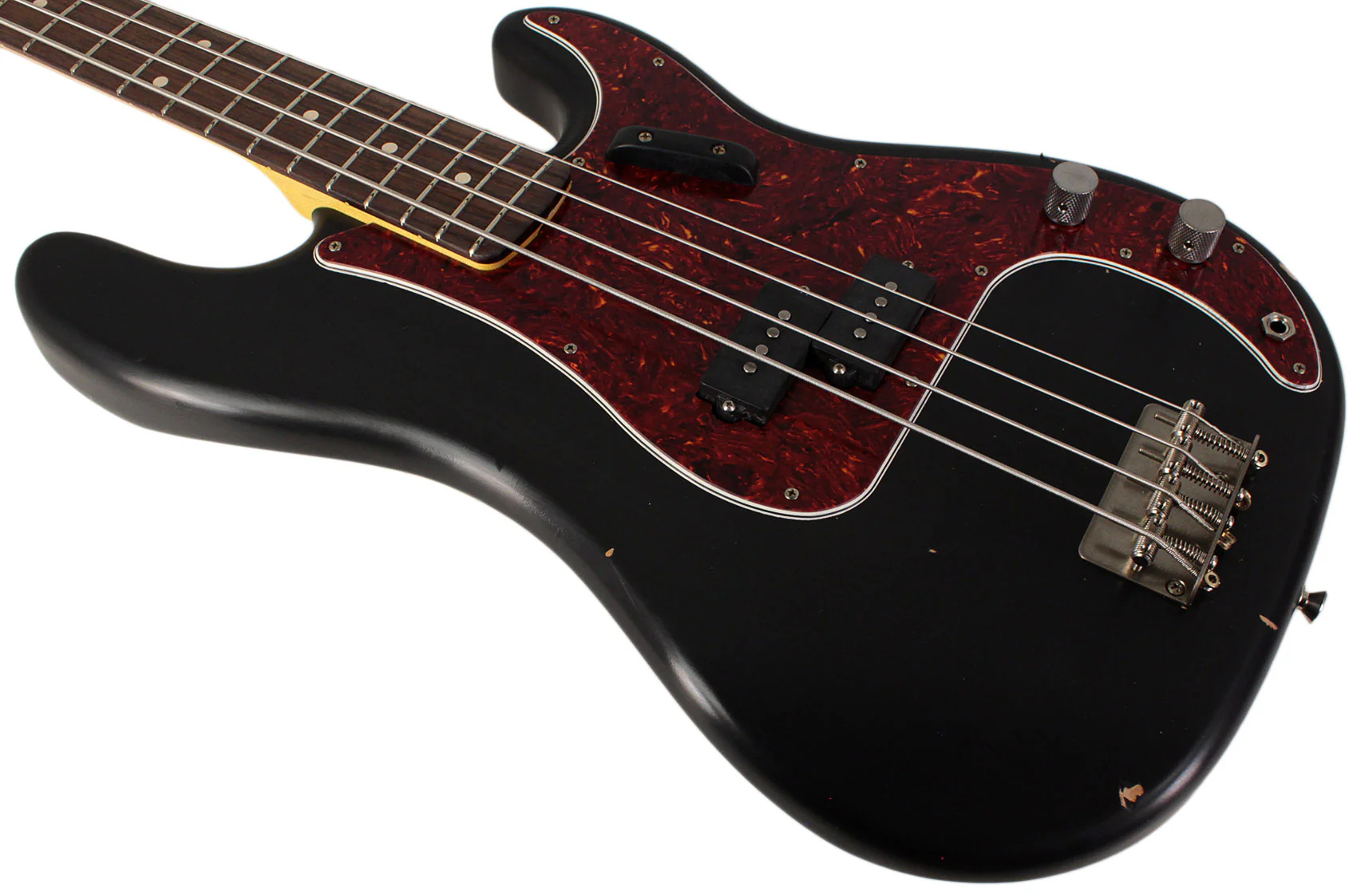 Nash PB63 Bass Guitar, Black, Tortoise Shell, Light Aging - Image 4