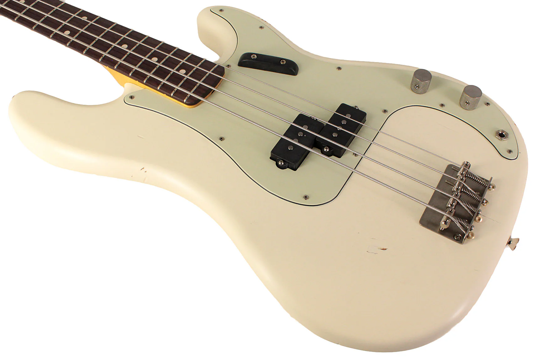 Nash PB63 Bass Guitar, Olympic White, Light Aging - Image 4