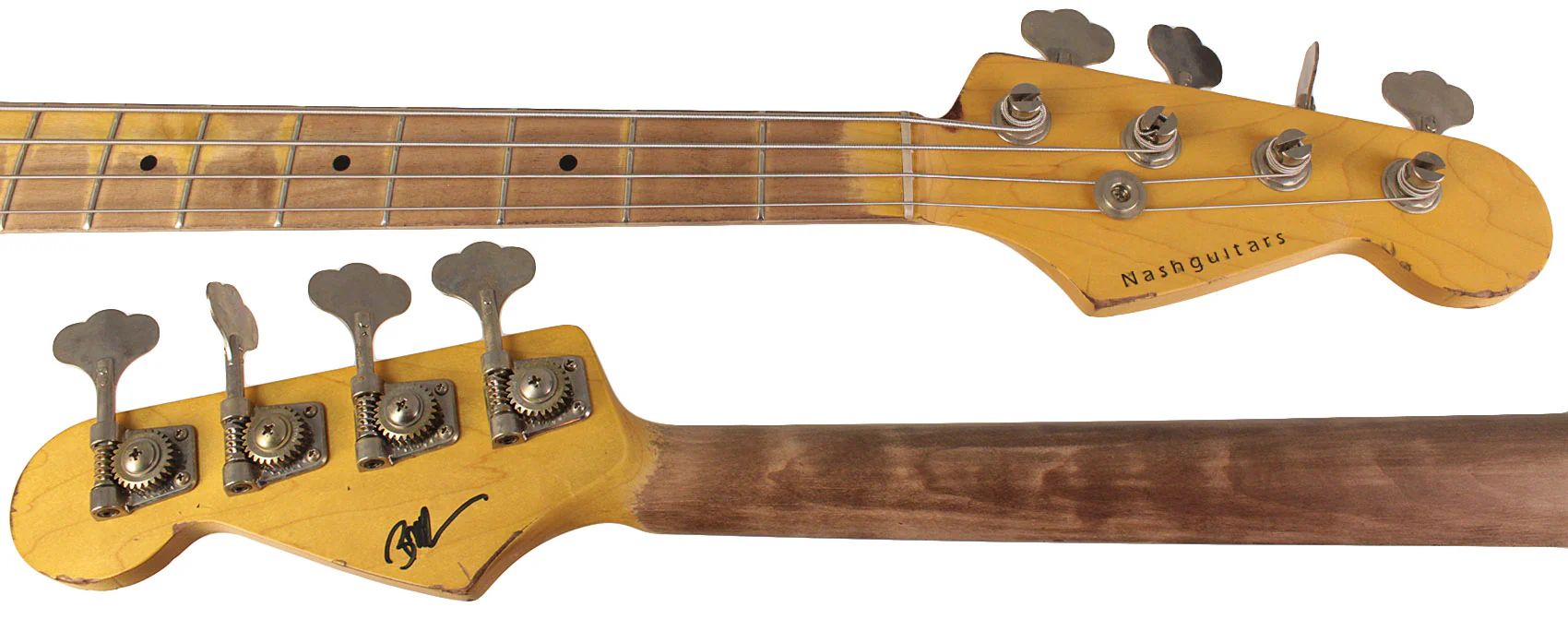 Nash PB/J57 Bass Guitar, Black, Gold Anodized PG, Heavy Aging - Image 12