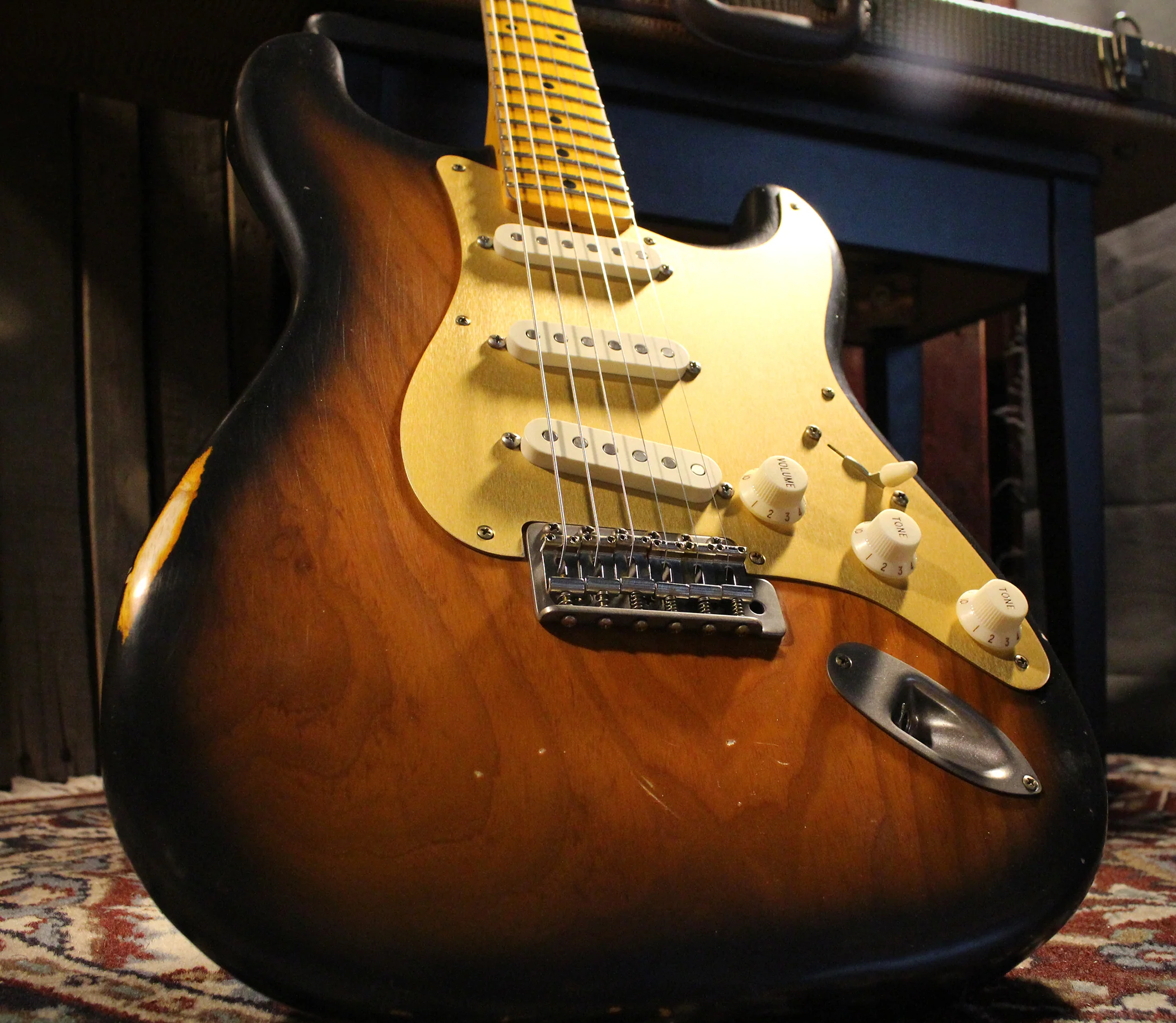 Nash S57 Guitar, 2-Tone Burst - Gold Anodized Pickguard - Image 10