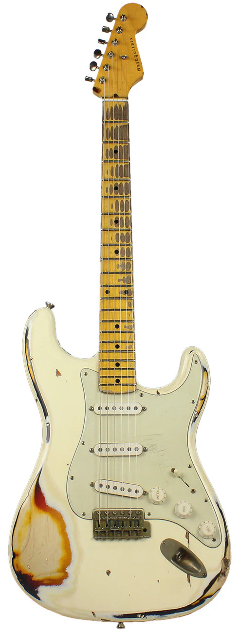 Nash S57 Guitar, Olympic White over 3 Tone Sunburst - Image 2