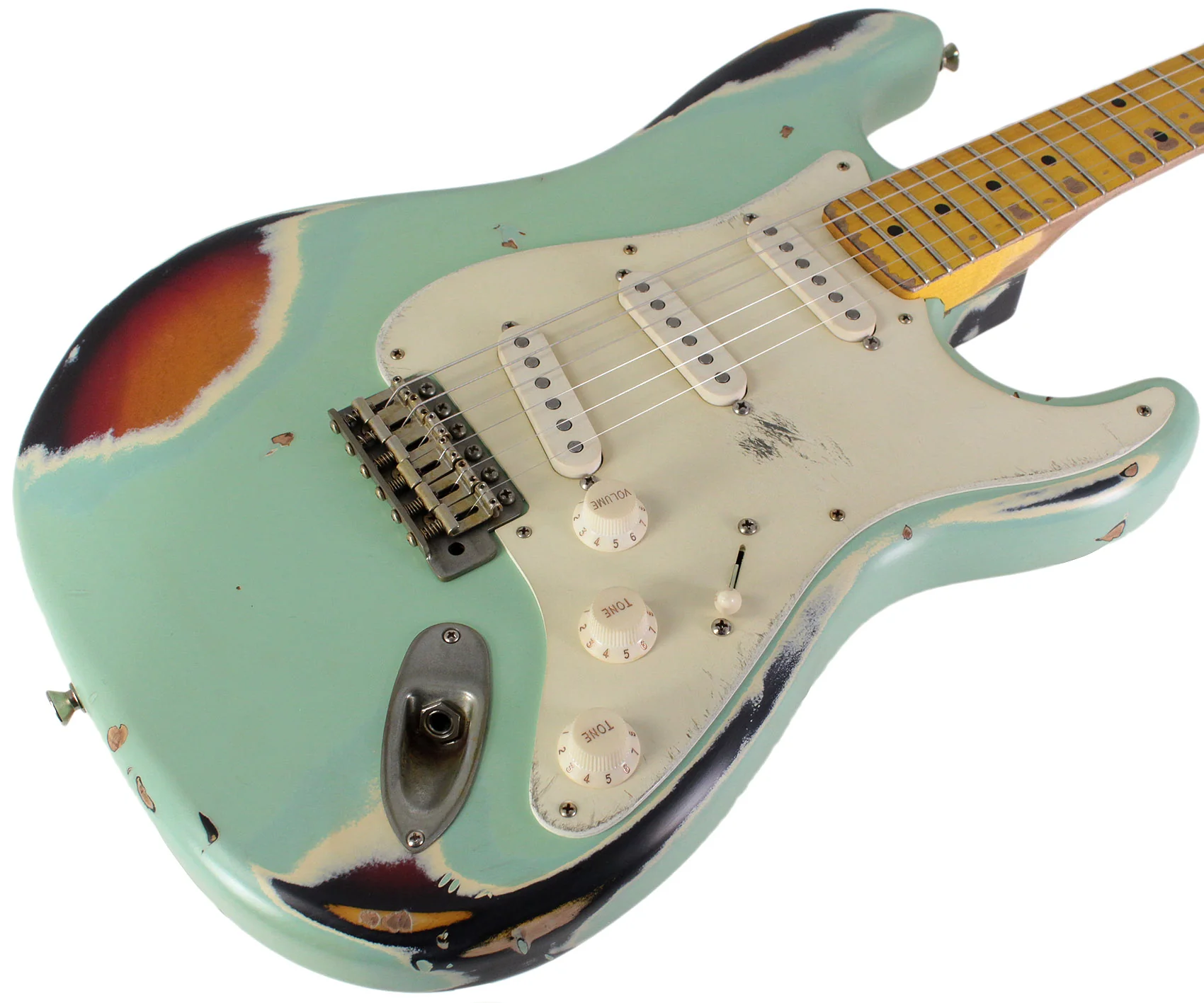 Nash S57 Guitar, Surf Green over 3 Tone Sunburst - Image 2