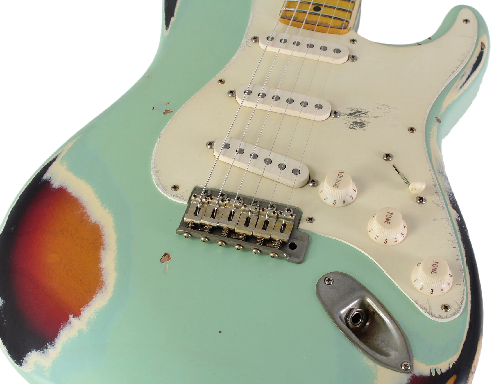 Nash S57 Guitar, Surf Green over 3 Tone Sunburst - Image 3