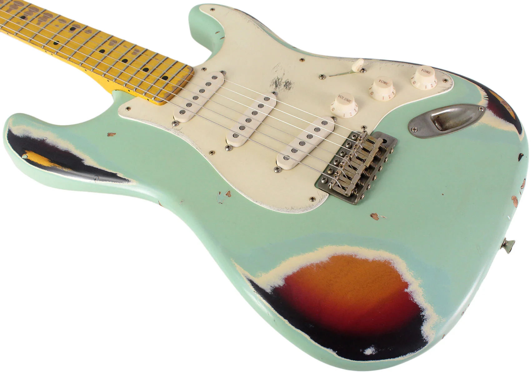 Nash S57 Guitar, Surf Green over 3 Tone Sunburst - Image 4