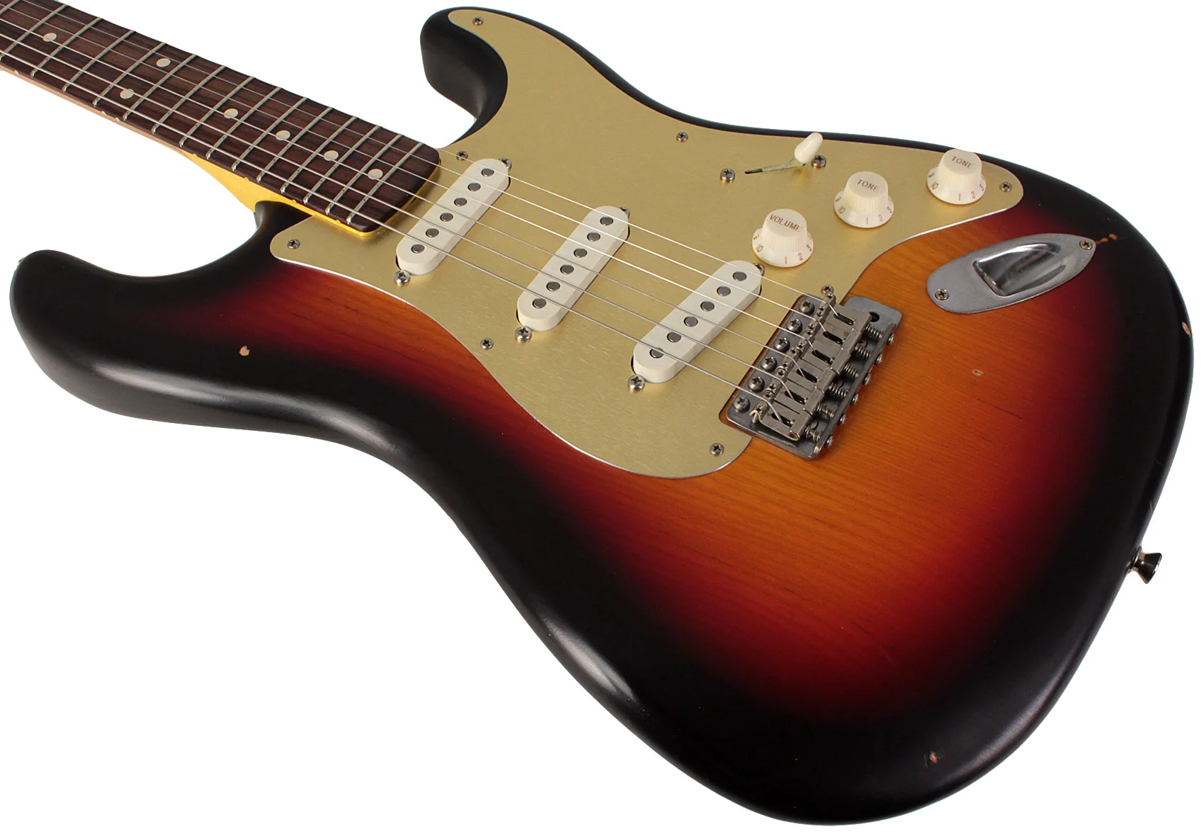 Nash S63 Guitar, 3-Tone Sunburst, Gold PG, Light Aging - Image 4