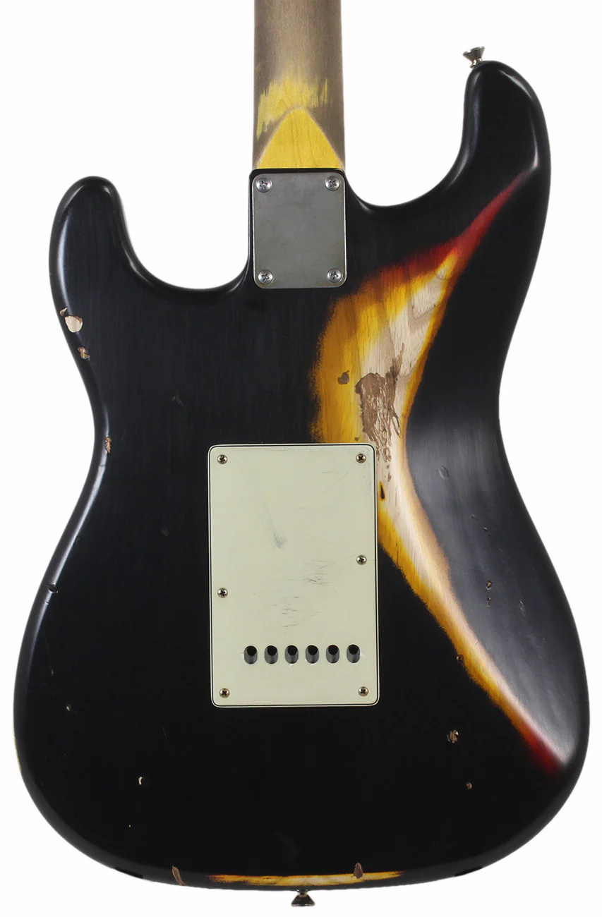 Nash S63 Guitar, Black over 3 Tone Sunburst - Image 4
