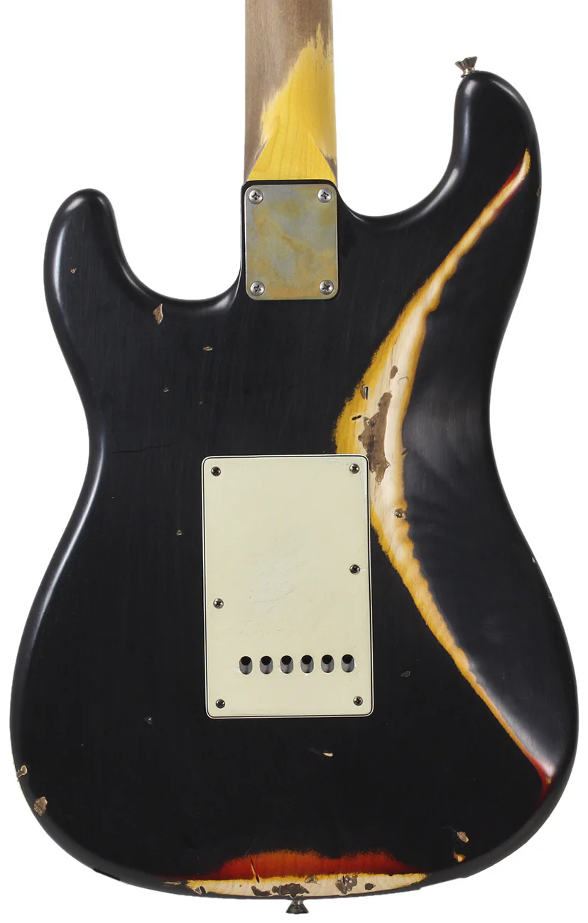 Nash S63 Guitar, Black over 3 Tone Sunburst - Image 4