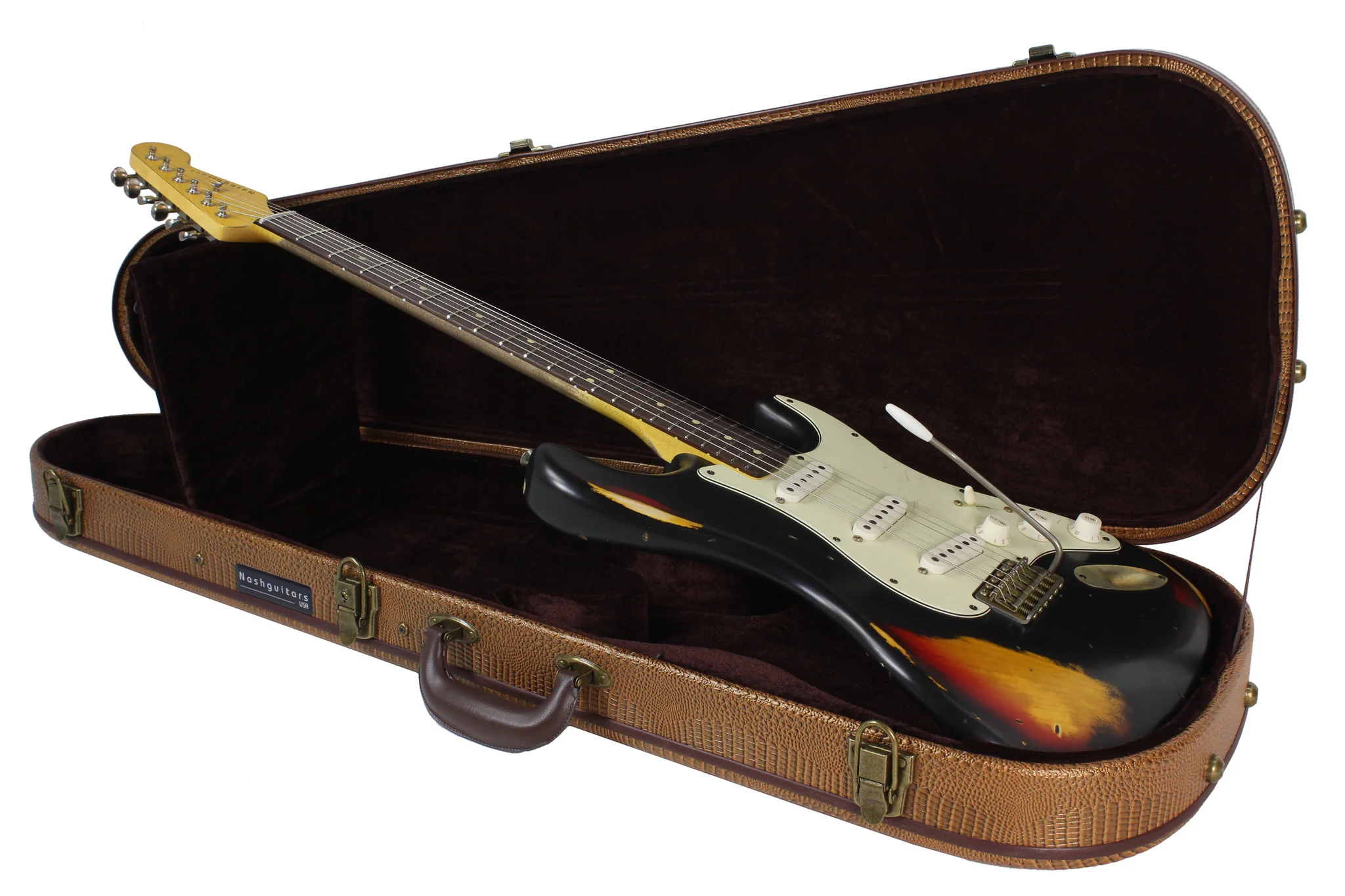 Nash S63 Guitar, Black over 3 Tone Sunburst - Image 9
