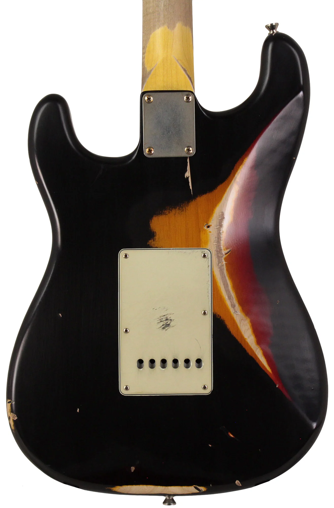 Nash S63 Guitar, HSS, Black over 3 Tone Sunburst, Heavy Aging - Image 6