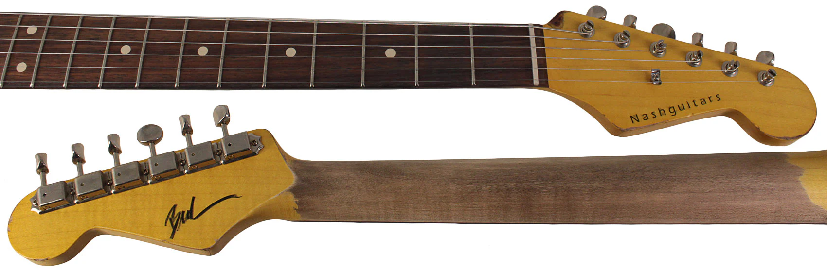 Nash S63 Guitar, HSS, Black over 3 Tone Sunburst, Heavy Aging - Image 8