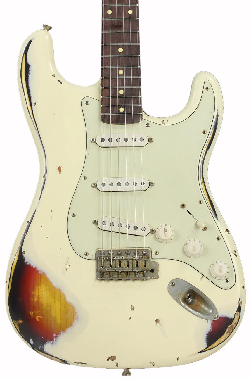 Nash S63 Guitar, Olympic White over 3 Tone Sunburst - Image 3