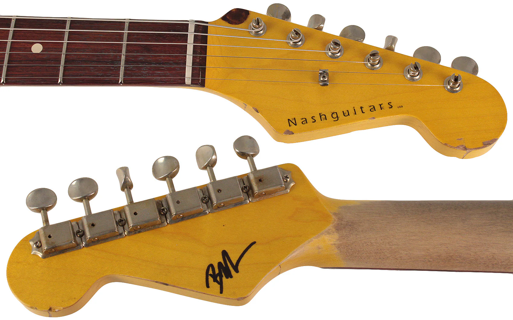 Nash S63 Guitar, Aged Olympic White over 3 Tone Sunburst - Image 8