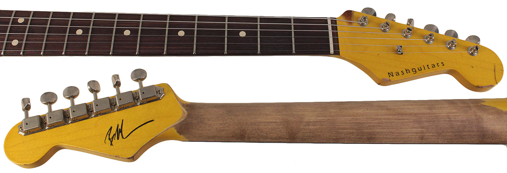 Nash S63 HSS Guitar, Aged Olympic White over 3 Tone Sunburst, Heavy Aging - Image 7