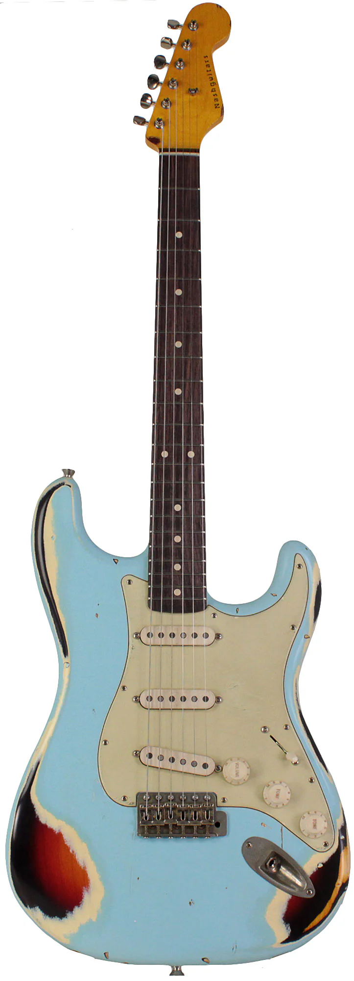Nash S63 Guitar, Sonic Blue over 3 Tone Sunburst