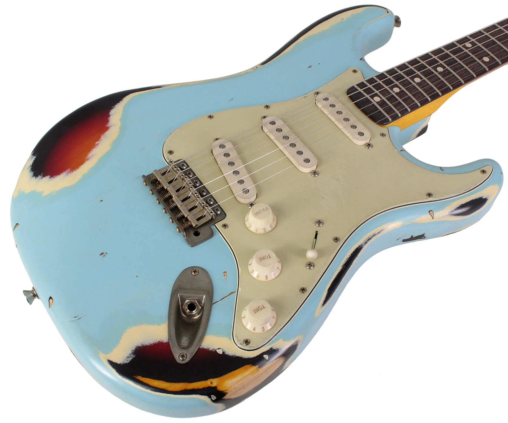 Nash S63 Guitar, Sonic Blue over 3 Tone Sunburst - Image 2