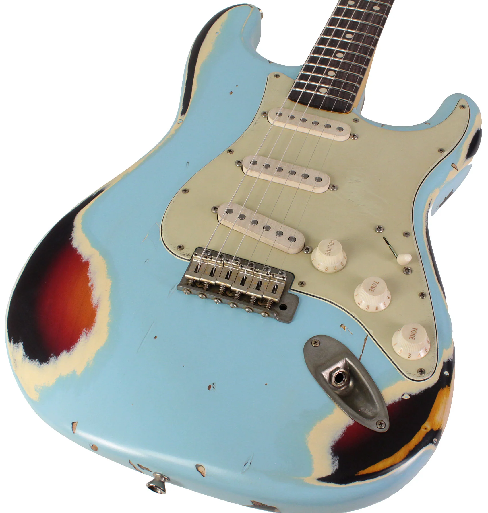 Nash S63 Guitar, Sonic Blue over 3 Tone Sunburst - Image 3