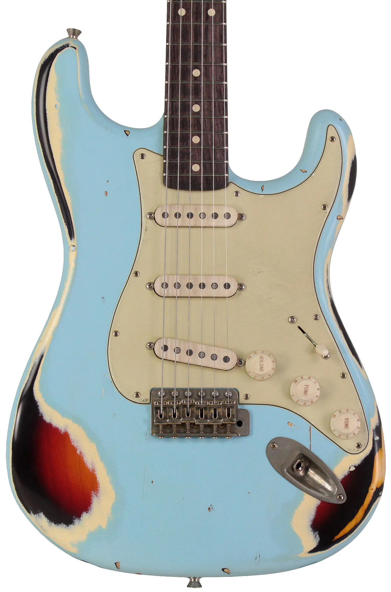 Nash S63 Guitar, Sonic Blue over 3 Tone Sunburst - Image 5