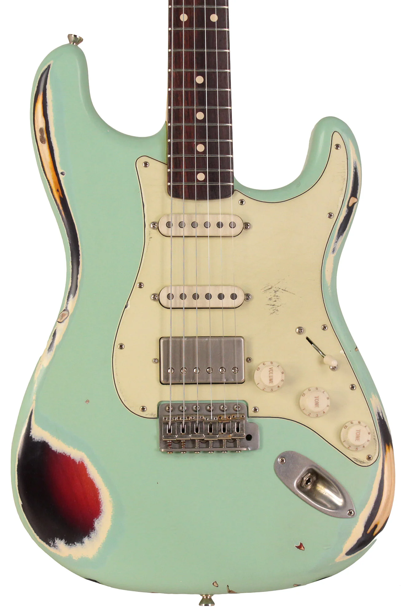 Nash S63 HSS Guitar, Surf Green over 3 Tone Sunburst - Image 5
