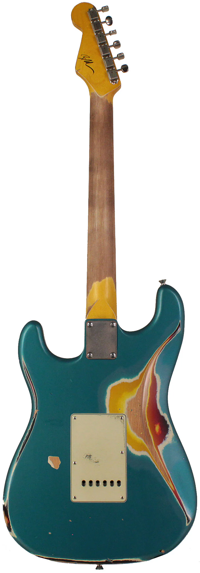 Nash S63 Guitar, HSS, Ocean Turquoise over 3 Tone Sunburst, Heavy Relic - Image 7