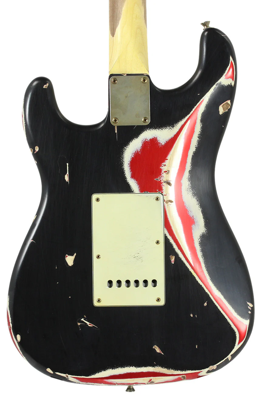Nash S67 Guitar, "Jawbreaker" Black/ Olympic White/ Candy Apple Red - Image 4