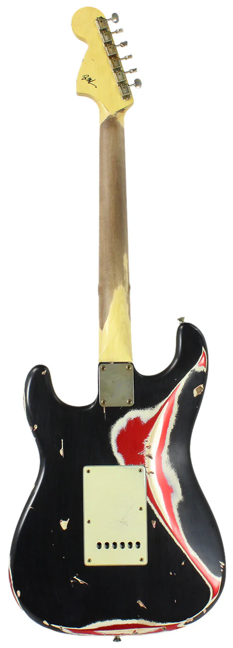 Nash S67 Guitar, "Jawbreaker" Black/ Olympic White/ Candy Apple Red - Image 5