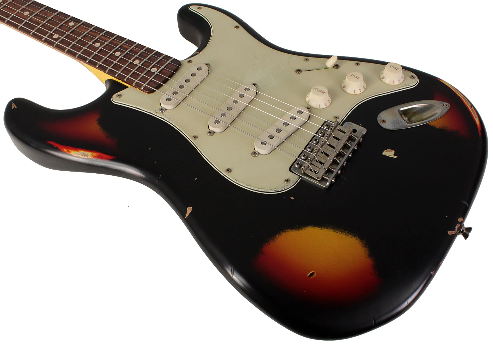 Nash S63 Guitar, Black over 3 Tone Sunburst - Image 4