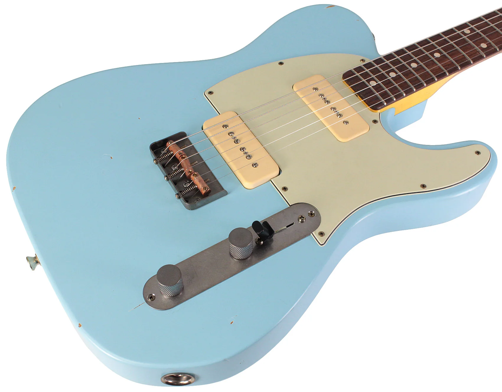 Nash T2HB Guitar, P90's, Sonic Blue, Light Aging - Image 2