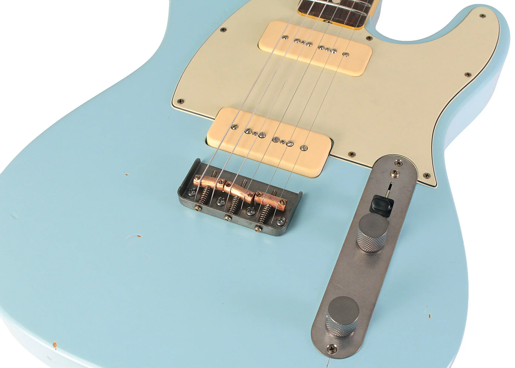 Nash T2HB Guitar, P90's, Sonic Blue, Light Aging - Image 3