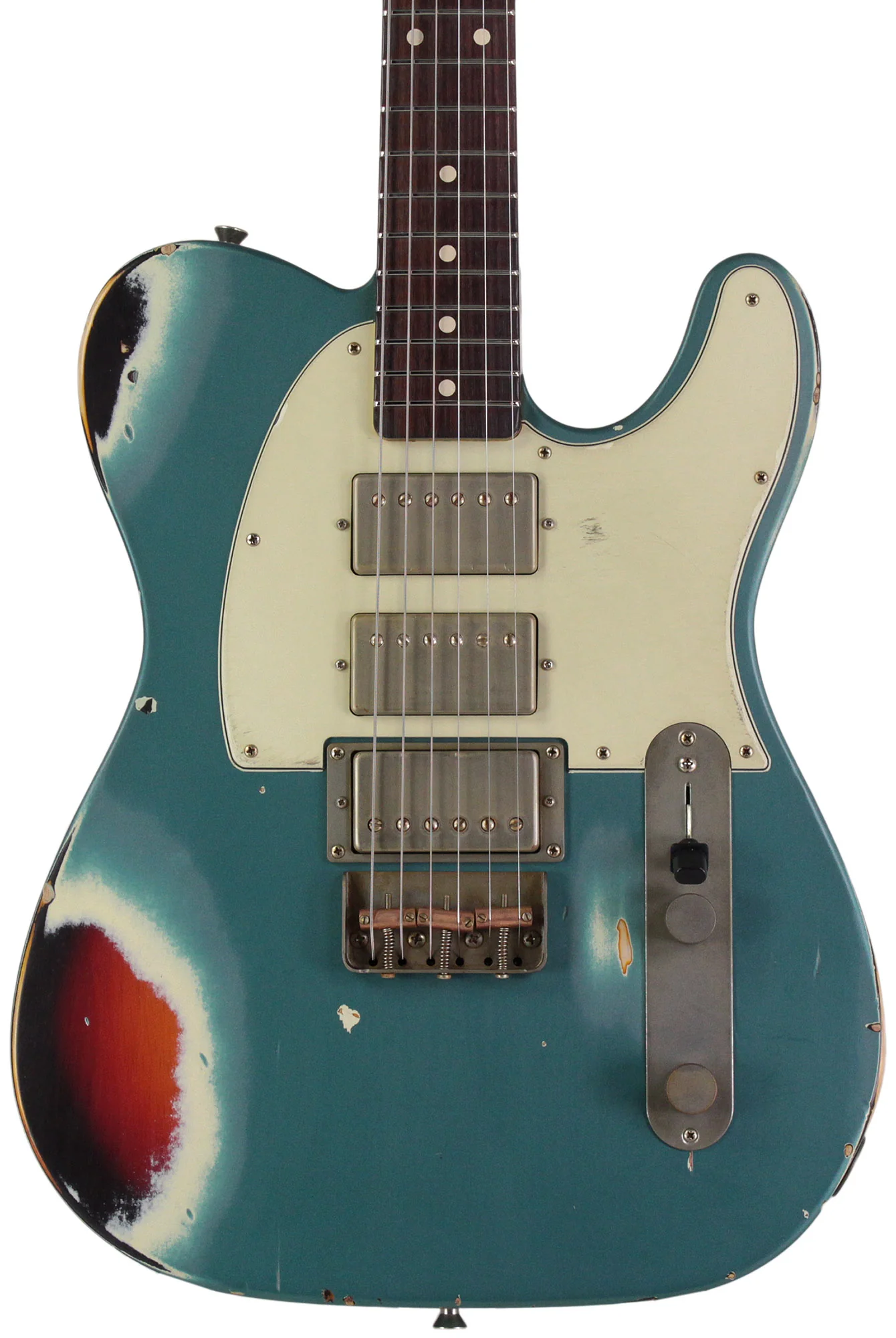 Nash T3HB Guitar, Lollar Imperials, Ocean Turquoise over 3 Tone, Heavy Aging - Image 6