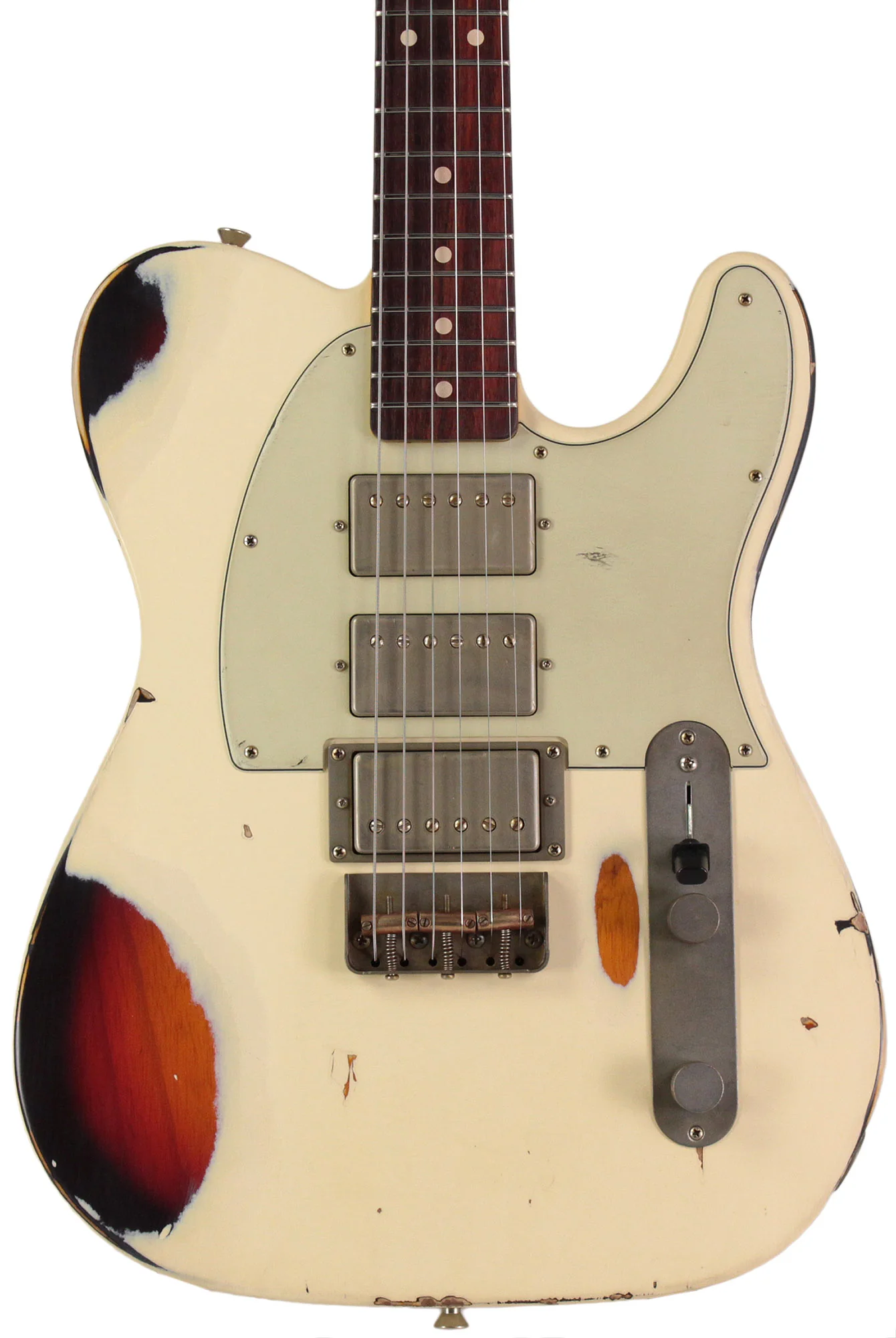 Nash T3HB Guitar, Lollar Imperials, Olympic White over  3 Tone, Heavy Aging - Image 6