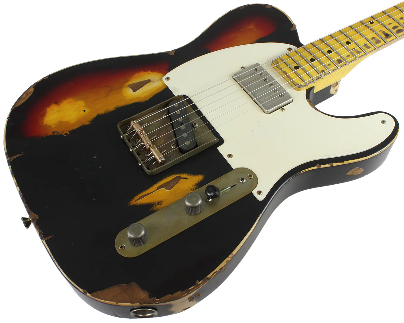 Nash T57 Guitar, Black over 3 Tone Sunburst, Heavy Relic - Image 2