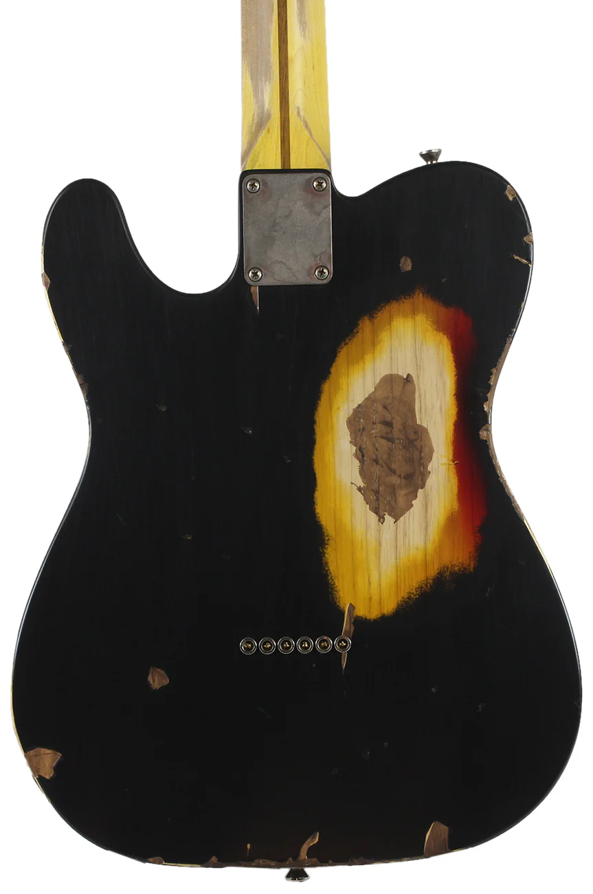 Nash T57 Guitar, Black over 3 Tone Sunburst, Heavy Relic - Image 4
