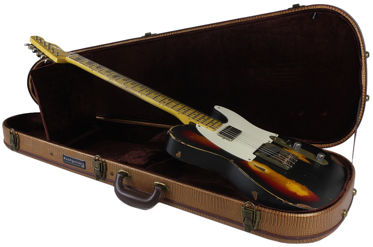 Nash T57 Guitar, Black over 3 Tone Sunburst, Heavy Relic - Image 9