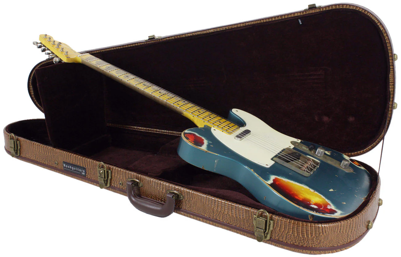 Nash T57 Guitar, Turquoise over 3 Tone Sunburst, Very Heavy Relic - Image 10