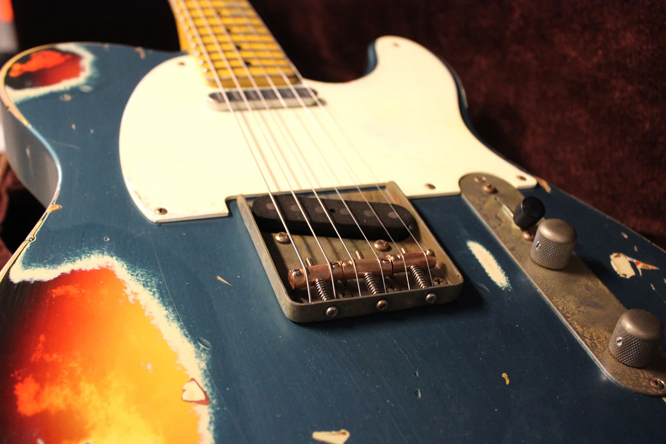 Nash T57 Guitar, Turquoise over 3 Tone Sunburst, Very Heavy Relic - Image 12