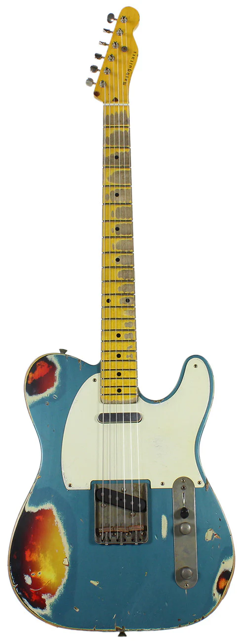Nash T57 Guitar, Turquoise over 3 Tone Sunburst, Very Heavy Relic - Image 2
