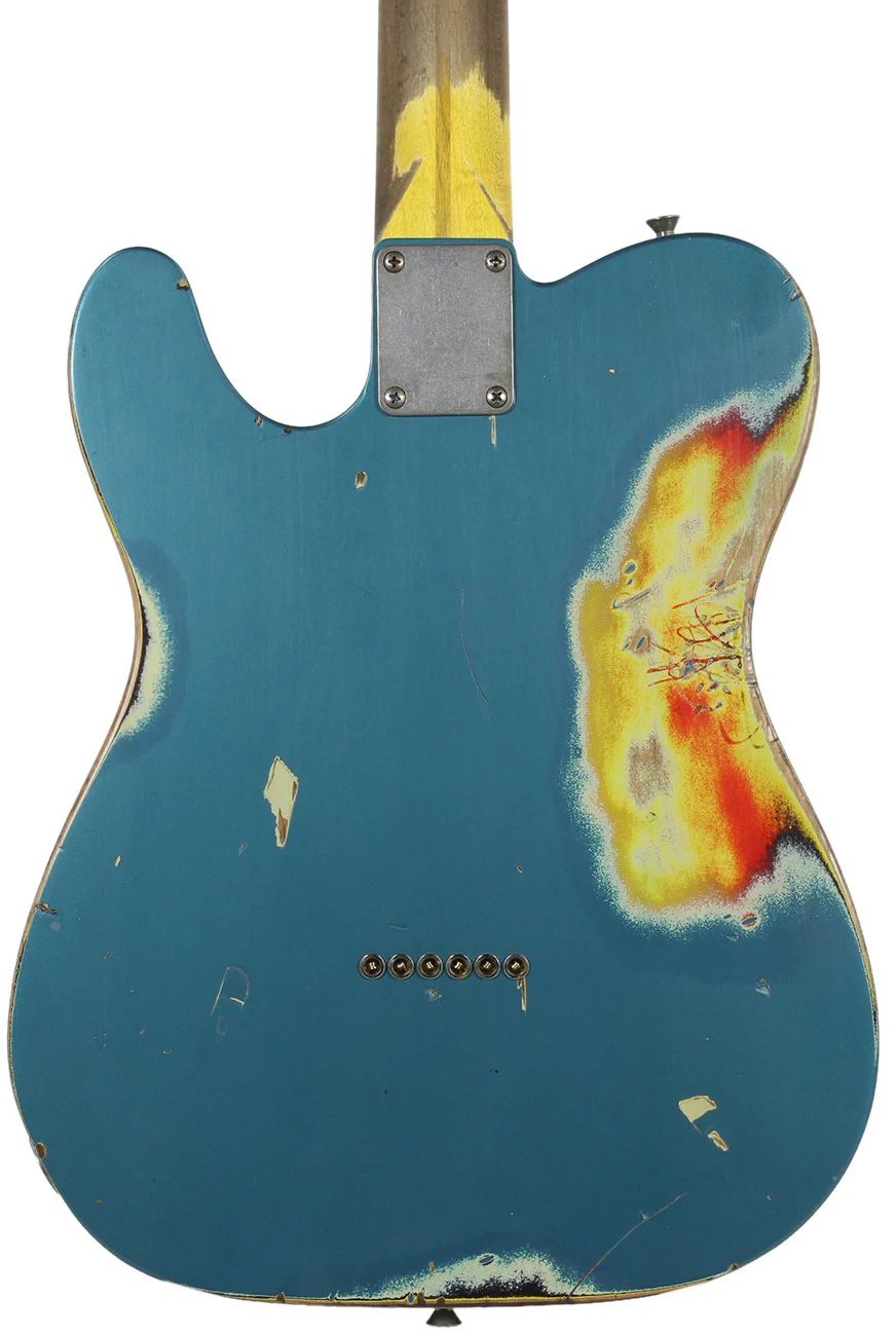 Nash T57 Guitar, Turquoise over 3 Tone Sunburst, Very Heavy Relic - Image 4
