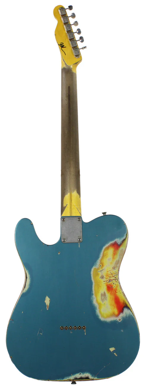 Nash T57 Guitar, Turquoise over 3 Tone Sunburst, Very Heavy Relic - Image 5