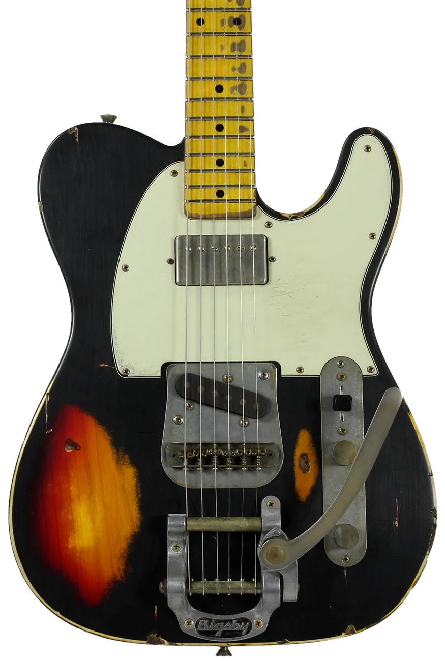 Nash T63 Guitar, Black over 3 Tone Sunburst, Bigsby, Humbucker - Image 3