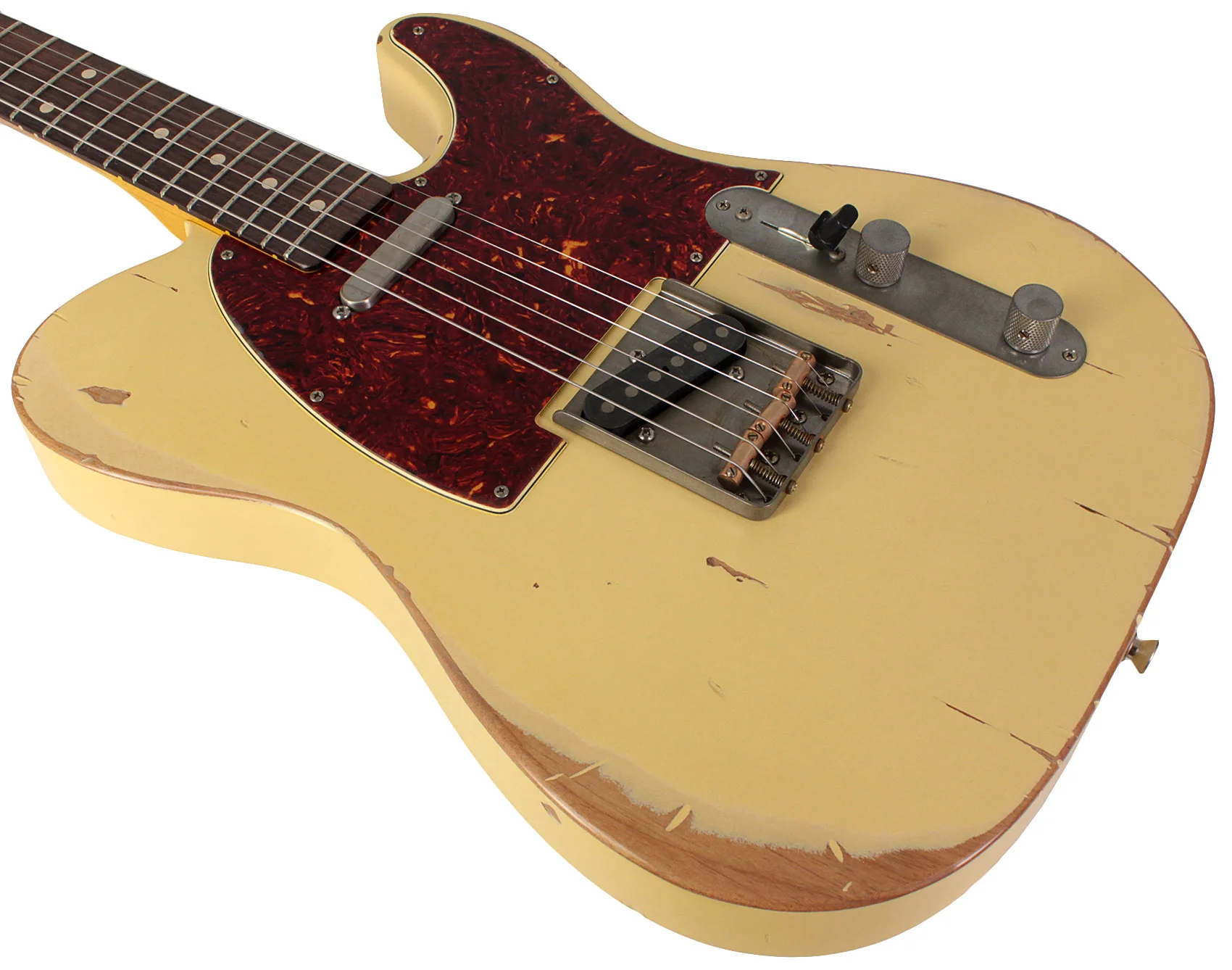 Nash T63 Guitar, Vintage White, Heavy Aging, Tortoise Shell - Image 4