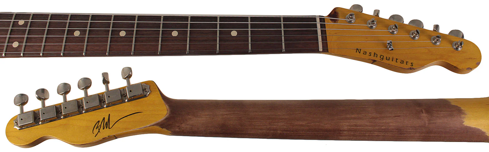 Nash T63 Guitar, Vintage White, Heavy Aging, Tortoise Shell - Image 8
