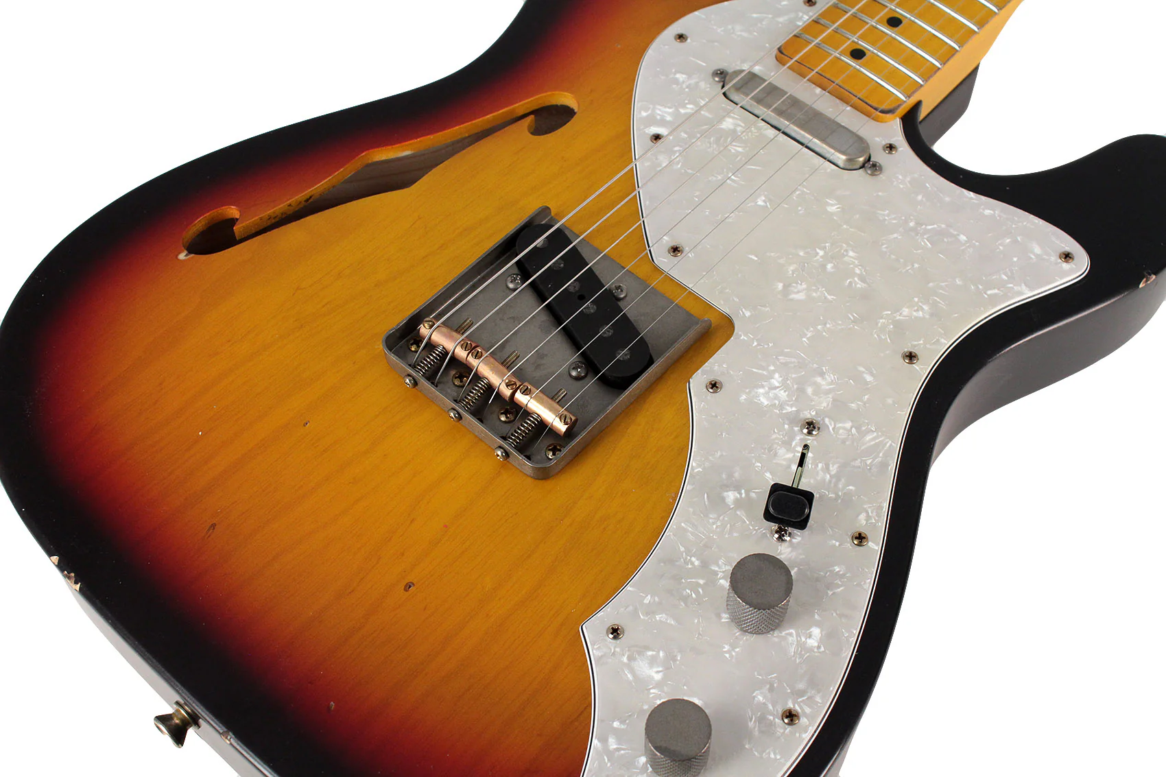 Nash T69TL Thinline Guitar, 3 Tone Sunburst - Image 3
