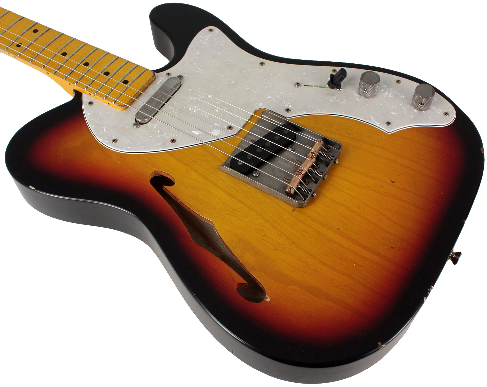 Nash T69TL Thinline Guitar, 3 Tone Sunburst - Image 4