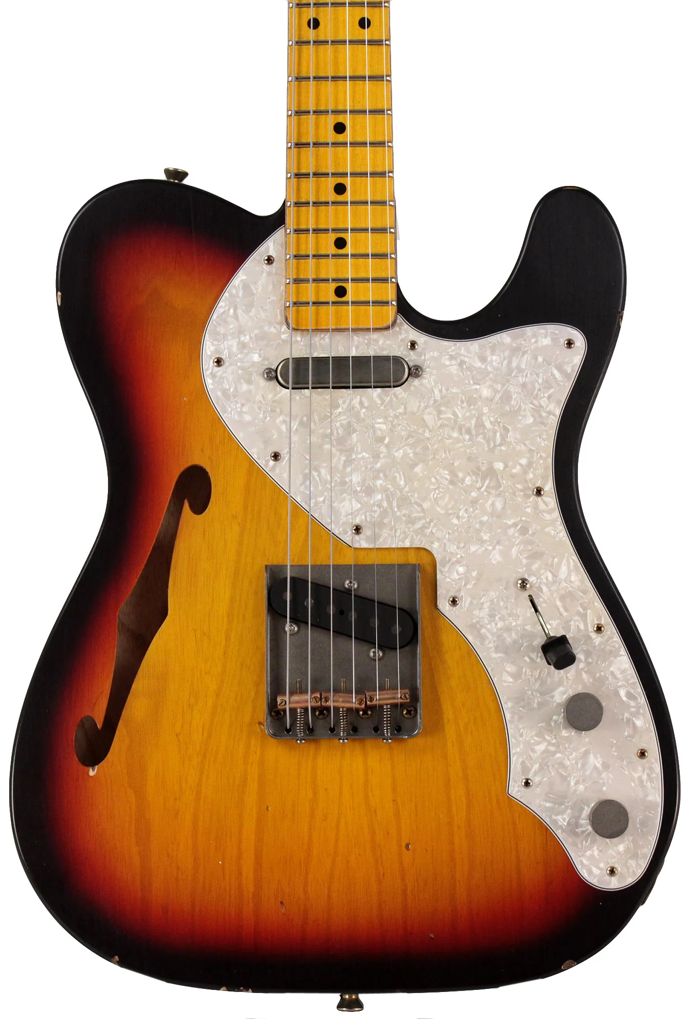 Nash T69TL Thinline Guitar, 3 Tone Sunburst - Image 5
