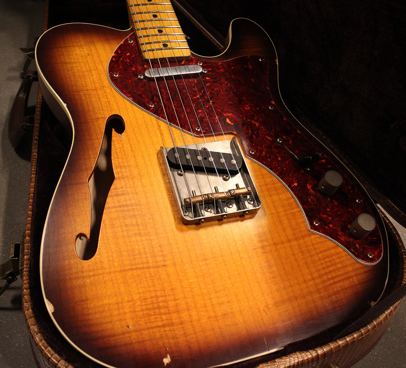 Nash TC69 Thinline Flame Top Guitar - Tobacco Burst - Image 13