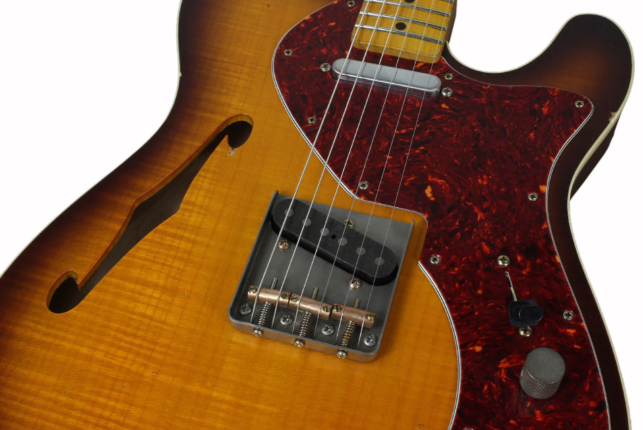 Nash TC69 Thinline Flame Top Guitar - Tobacco Burst - Image 7