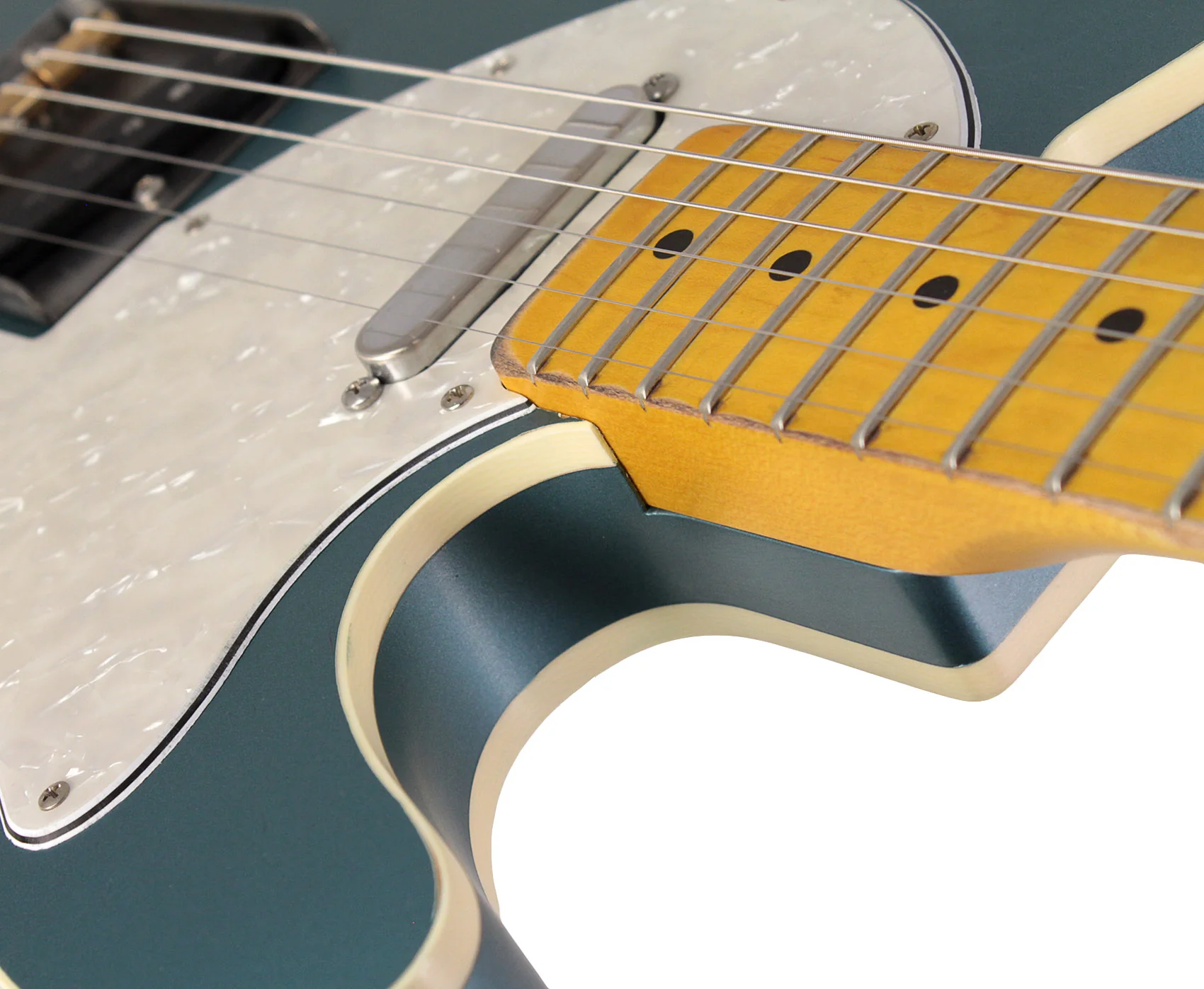 Nash T69TL Thinline Guitar, Double Bound, Ocean Turquoise Metallic, Light Aging - Image 5
